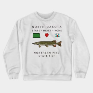 North Dakota - Northern Pike - State, Heart, Home - state symbols Crewneck Sweatshirt